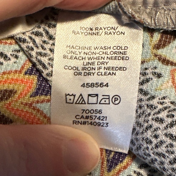 LOFT Fluid Women's Large Wide Leg Crop Pants Floral Bold Boho Mosaic Resort Chic - Picture 6 of 7